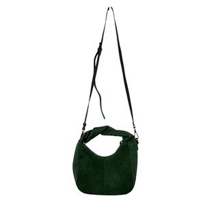 Free People Happy Hour Crossbody Bag Green Suede/Leather Twisted Hand strap